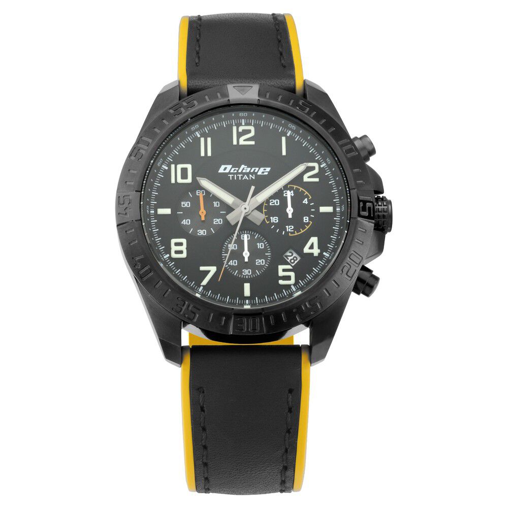Buy Online Titan Octane Hyper Lume Black Dial Chronograph Leather