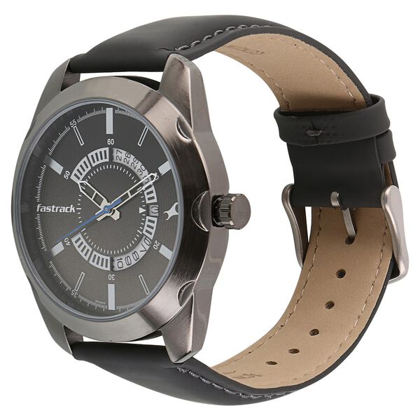 Fastrack All Nighters Quartz Analog Black Dial Leather Strap Watch for Guys - image number 1