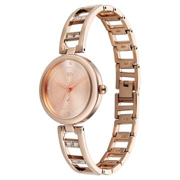 Vyb Seeker By Fastrack Quartz Analog Rose Gold Dial Rose Gold Metal Strap Watch For Girls