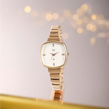 Fastrack Vyb Muse Quartz Analog White Dial Metal Strap Watch For Girls