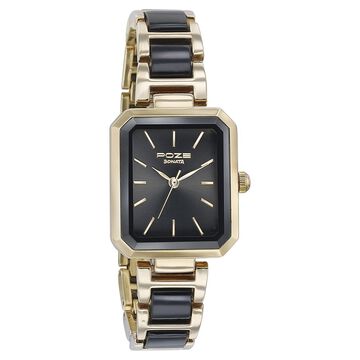 Sonata Poze Quartz Analog Black Dial Two Toned Color Stainless Steel Strap Watch For Women
