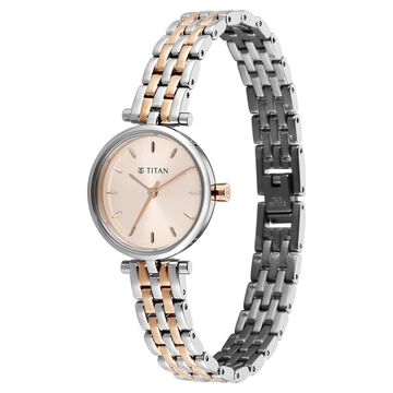 Titan Workday Edit Quartz Analog Pink Dial Two Toned Stainless Steel Strap Watch For Women
