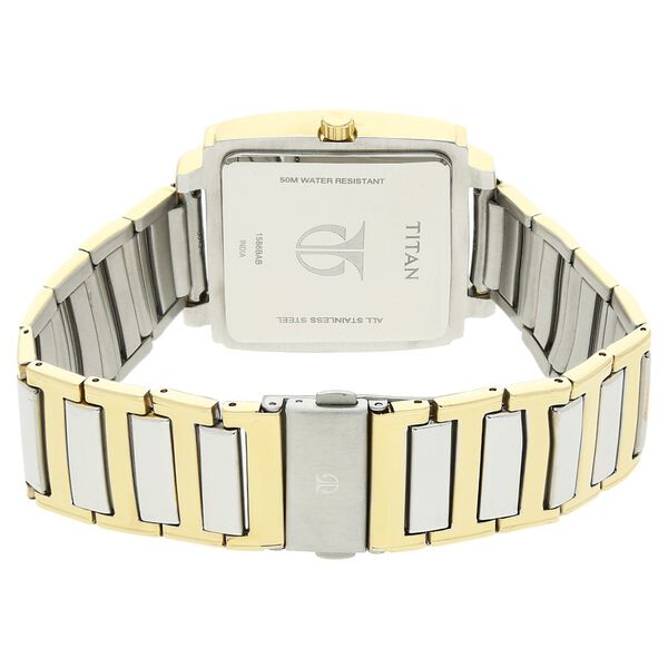 Titan Quartz Analog with Day and Date Black Dial Stainless Steel Strap Watch for Men - image number 3