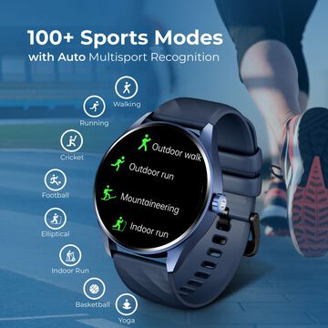 Titan Crest with 3.63 cm AMOLED Display with AOD, Functional Crown, BT Calling, Premium Smartwatch with Blue Strap
