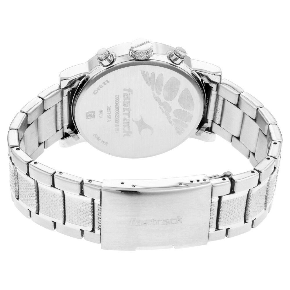 Buy Online Fastrack Fastfit Quartz Multifunction Grey Dial Stainless Steel Strap Watch for Guys ns3227sm01 Titan