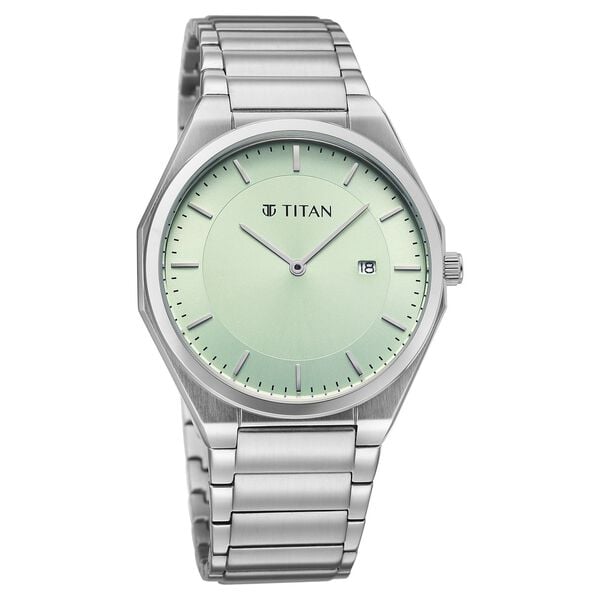 Titan Classique Slim Wear Quartz Analog Pastel Green Dial Silver Stainless Steel Strap Refined Formal Dress Men's Watch - image number 1