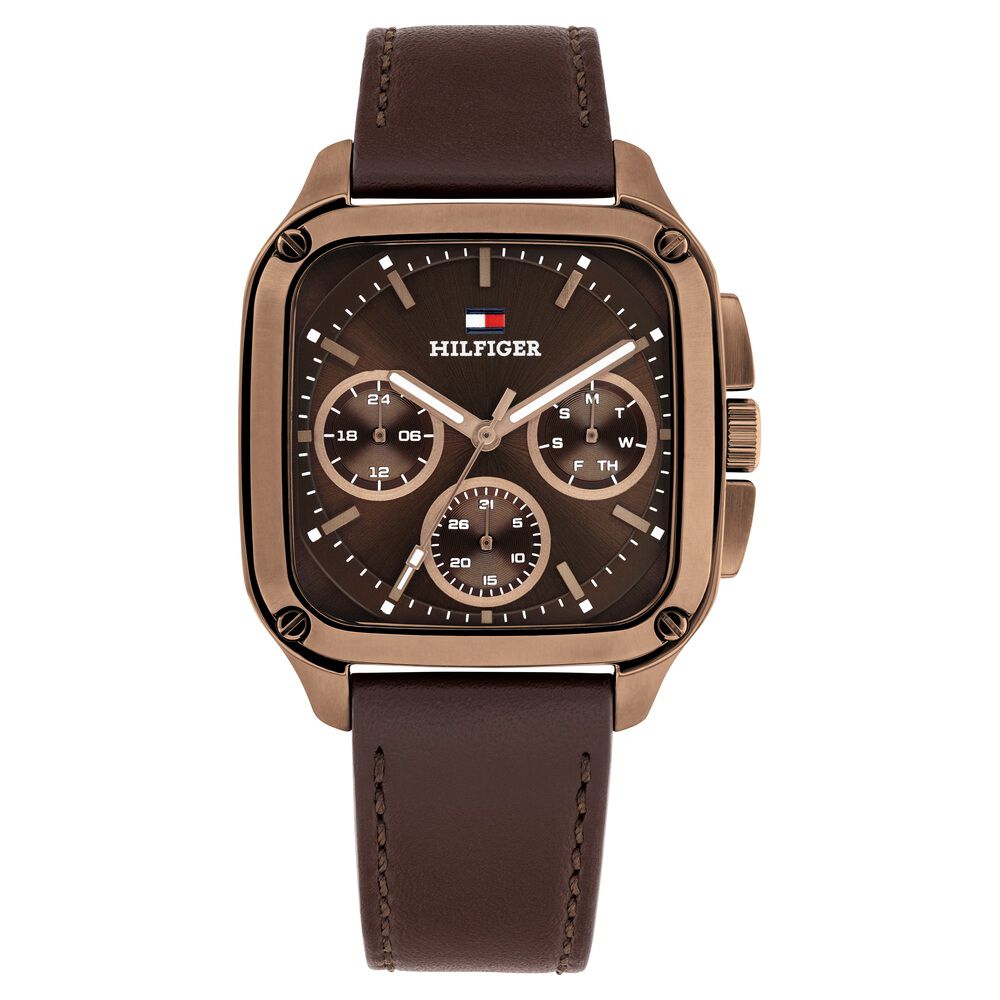 Tommy Hilfiger Quartz Multifunction Brown Dial Brown Leather Strap Watch For Men-picture-13
