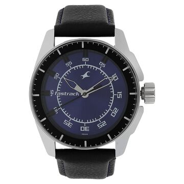 Fastrack Quartz Analog Purple Dial Leather Strap Watch for Guys