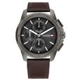 Tommy Hilfiger Quartz Multifunction Grey Dial Brown Leather Strap Watch for Men - image number 0