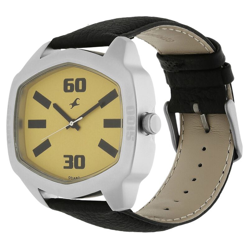 Fastrack Quartz Analog Yellow Dial Leather Strap Watch for Guys - image number 1