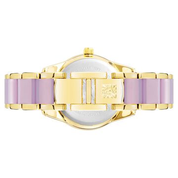 Anne Klein Quartz Analog Purple Dial Pink Plastic Strap Watch For Women