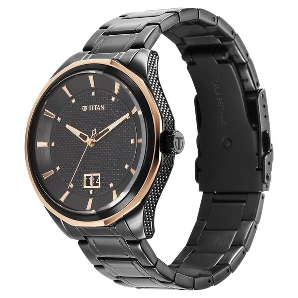 Titan Regalia Opulent Quartz Analog with Date Black Dial Black Stainless Steel Strap Watch for Men - image number 2