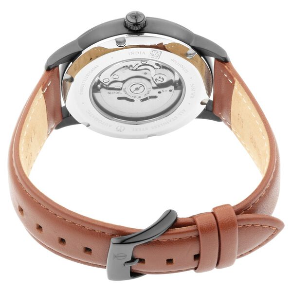 Titan Automatics Black Dial Tan Leather Strap Watch - image number 4