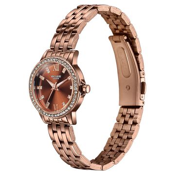 Sonata Poze Quartz Analog Brown Dial Brown Metal Strap Watch For Women