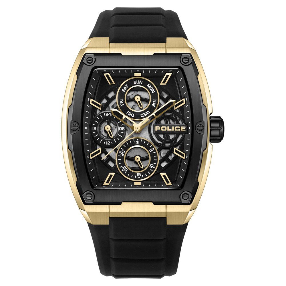 Buy Online Police Quartz Multifunction Black Dial Black Silicone Strap Watch for Men plpewjq0004540 Titan