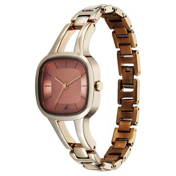 Fastrack Chrome K Quartz Analog Pink Dial K Chrome Metal Strap Watch For Girls