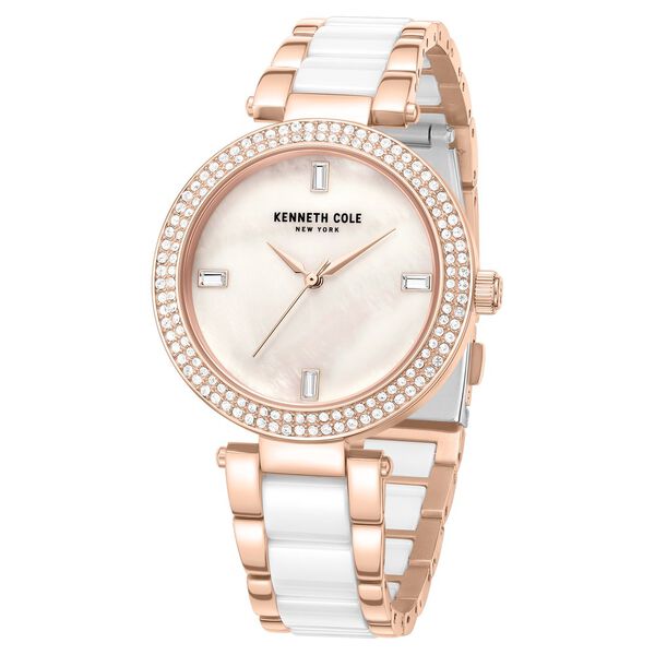 Kenneth Cole Quartz Analog White Dial White Stainless Steel & Ceramic Strap Watch For Women - image number 1