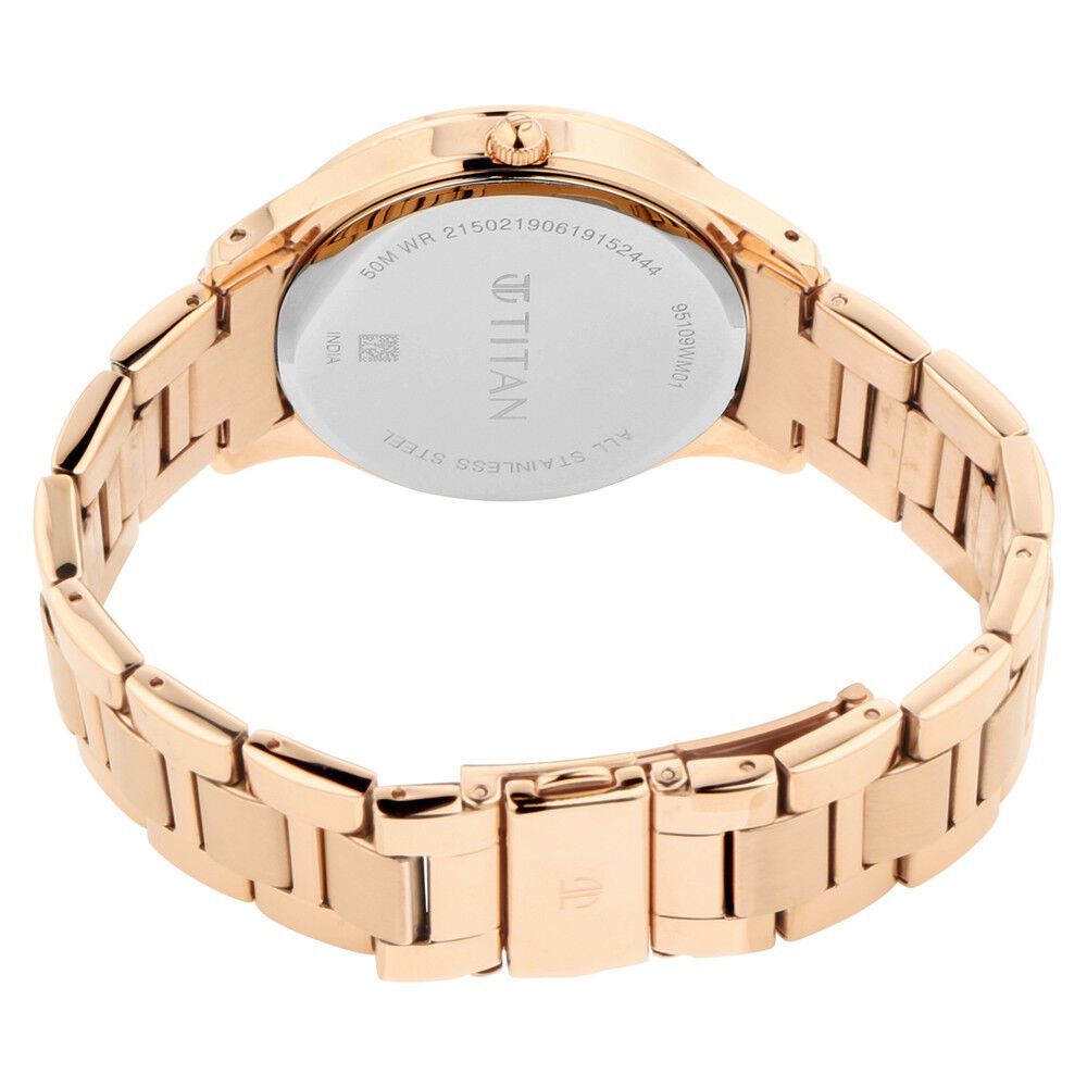 Titan Self Expression White Dial Analog Stainless Steel Strap Watch for Women