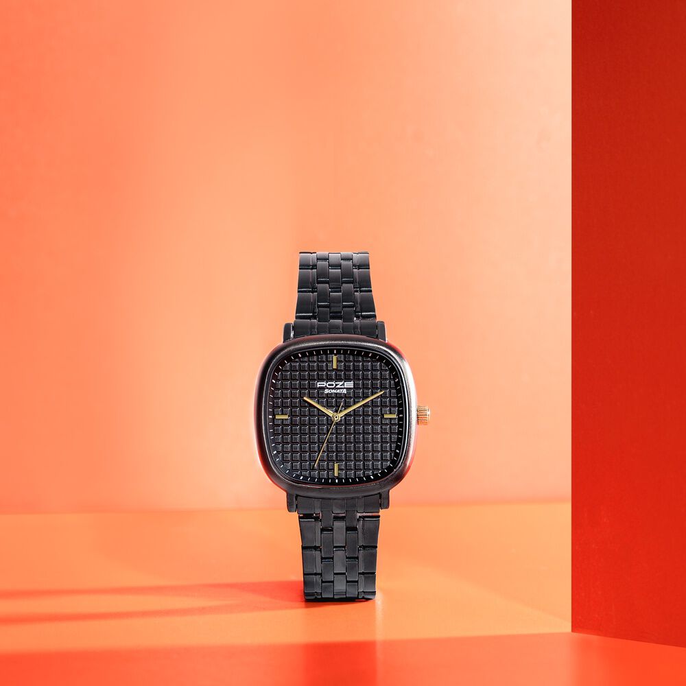 Sonata Poze Quartz Analog Black Dial Black Colour Stainless Steel Strap Watch For Men-picture-29