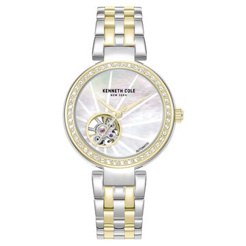 Kenneth Cole Automatic Automatic Mother Of Pearl Dial Two Toned Stainless Steel Strap Watch For Women