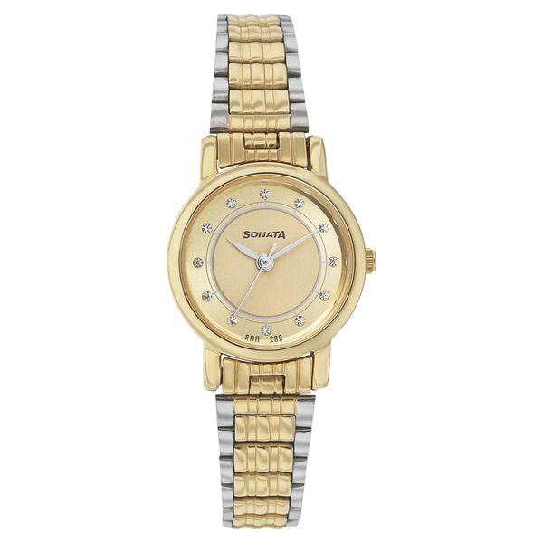 Sonata Quartz Analog Champagne Dial Strap Watch for Women - image number 0