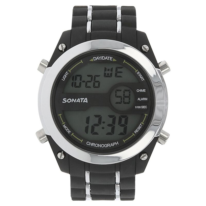 SF Digital Dial Black Plastic Strap Watch for Men