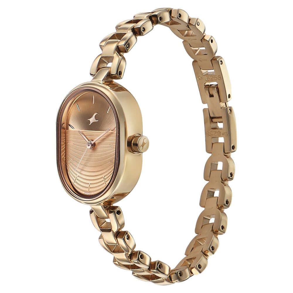 Buy Online Fastrack Style Up Golden Dial Metal Strap Watch for