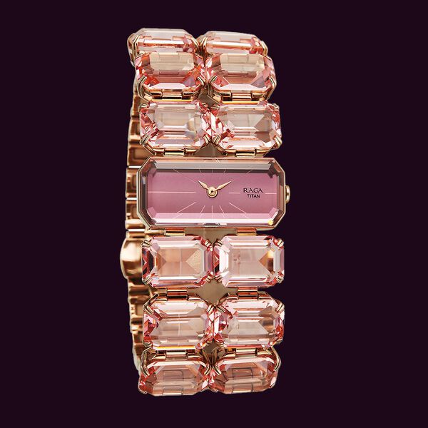 Titan Raga Cocktails Quartz Analog Rose Gold Dial Stainless Steel Strap Watch For Women - image number 1