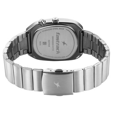 Fastrack UFO Quartz Multifunction Green Dial Silver Stainless Steel Strap Watch For Guys