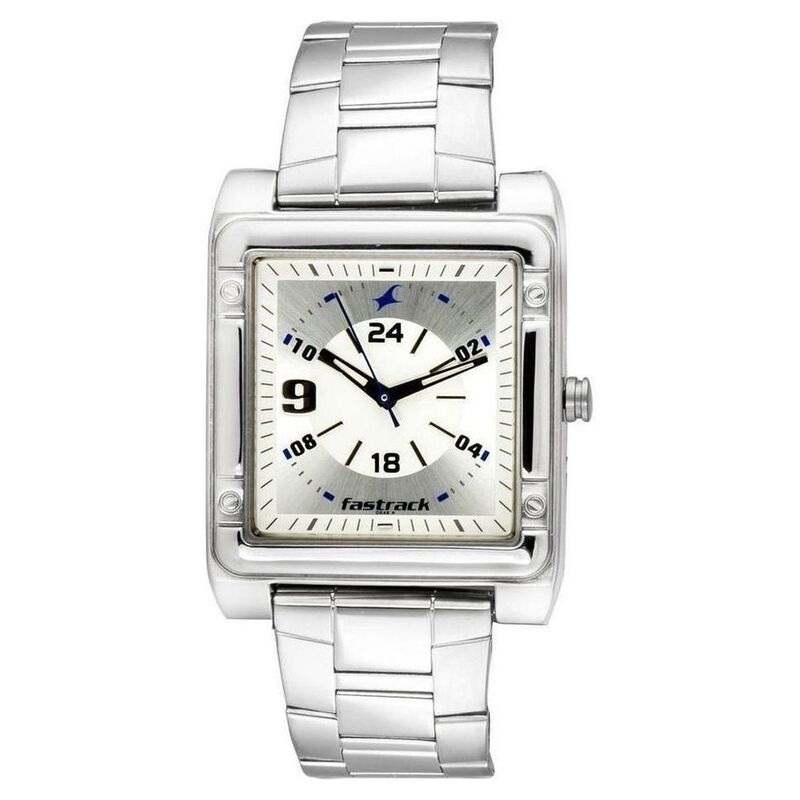 Fastrack Quartz Analog Silver Dial Stainless Steel Strap Watch for Guys