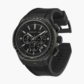 Cerruti 1881 Quartz Chronograph Black Dial Black Silicone Strap Watch For Men