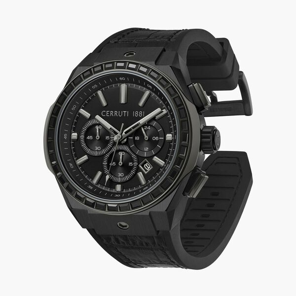 Cerruti 1881 Quartz Chronograph Black Dial Black Silicone Strap Watch For Men - image number 2