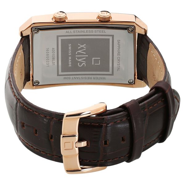 Xylys Swiss Analog Brown Leather Strap and Silver Dial Watch For Men - image number 3