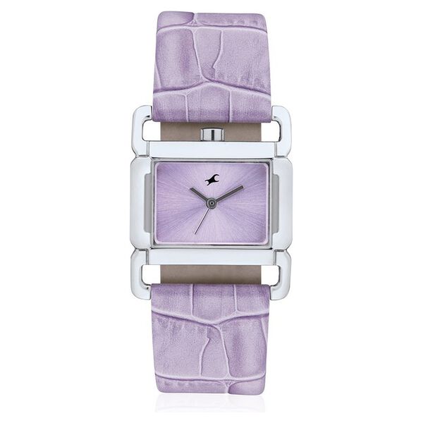 Fastrack Quartz Analog Purple Dial Leather Strap Watch for Girls - image number 0
