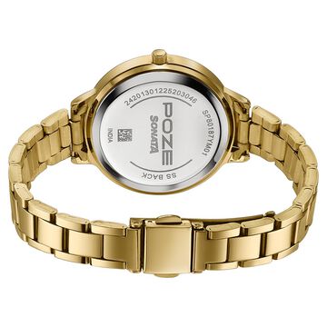 Poze By Sonata Quartz Analog White Dial Golden Stainless Steel Strap Watch For Women