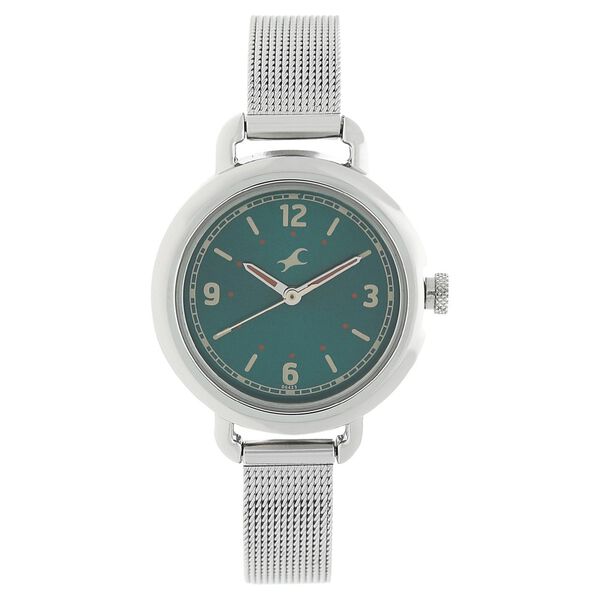 Fastrack Bare Basics Quartz Analog Green Dial Stainless Steel Strap Watch for Girls - image number 0
