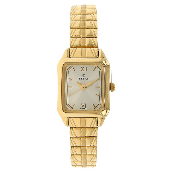 Titan Quartz Analog Champagne Dial Stainless Steel Strap Watch for Women - image number 0