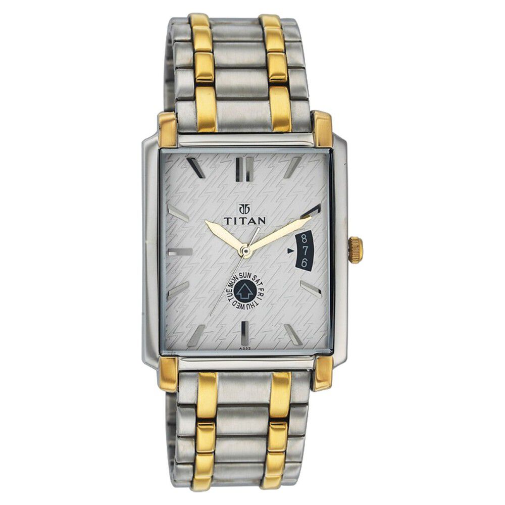 Buy Online Titan Quartz Analog with Day and Date Silver Dial Watch for Men ne1506bm02 Titan