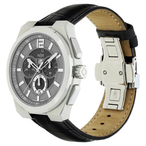 Xylys Swiss Chronograph Black Leather Strap and Grey Dial Watch For Men - image number 2