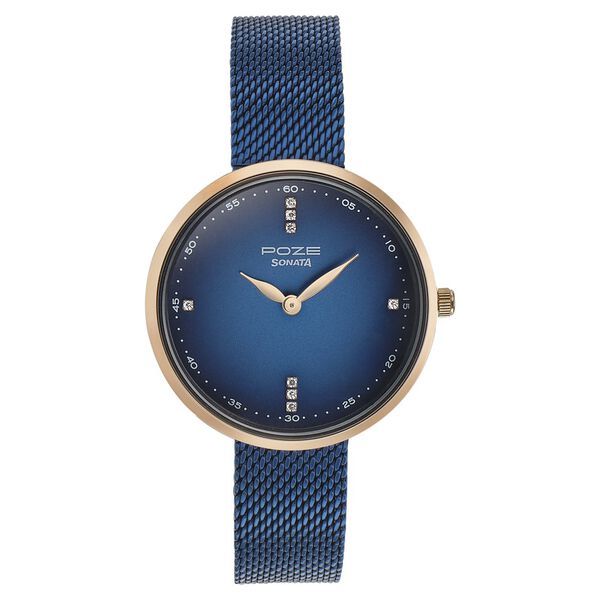 Sonata Poze Quartz Analog Blue Dial Mesh Strap Watch for Women - image number 1