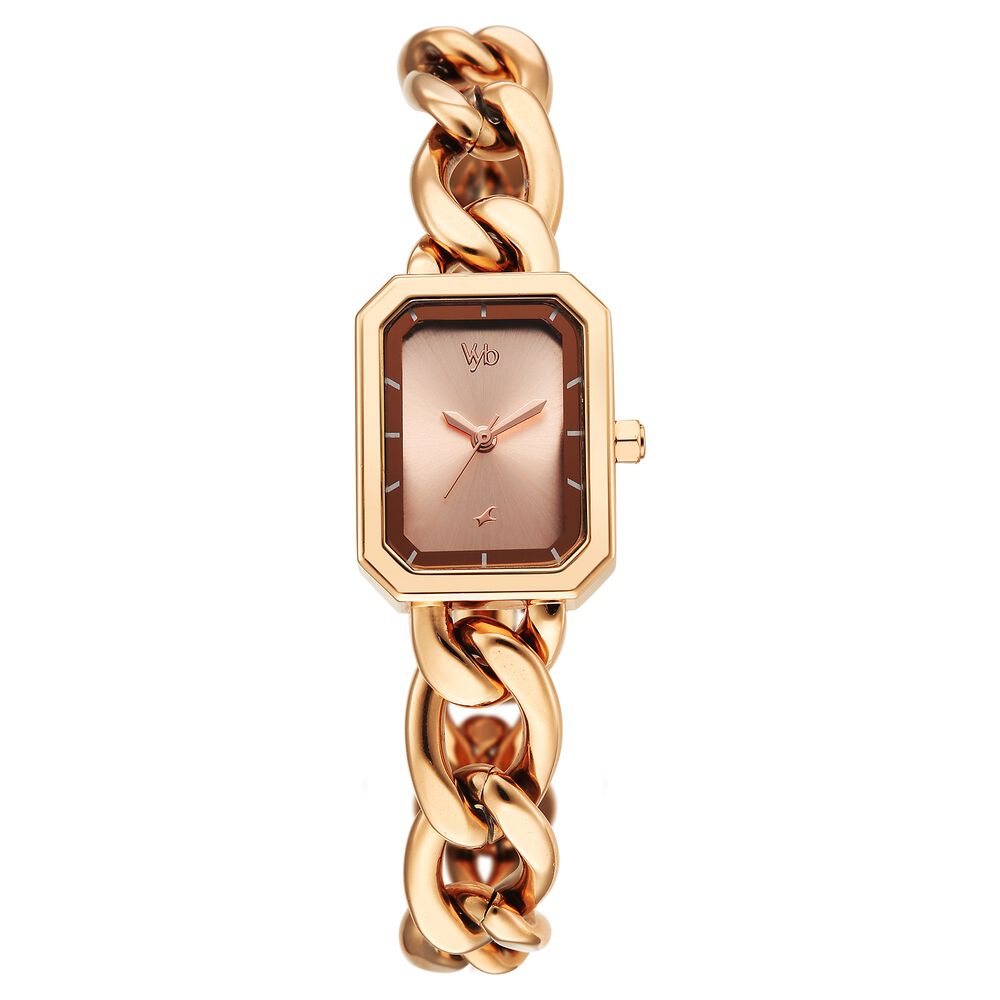 Vyb Charmer By Fastrack Quartz Analog Rose Gold Dial Rose Gold Metal Strap Watch For Girls-image-17