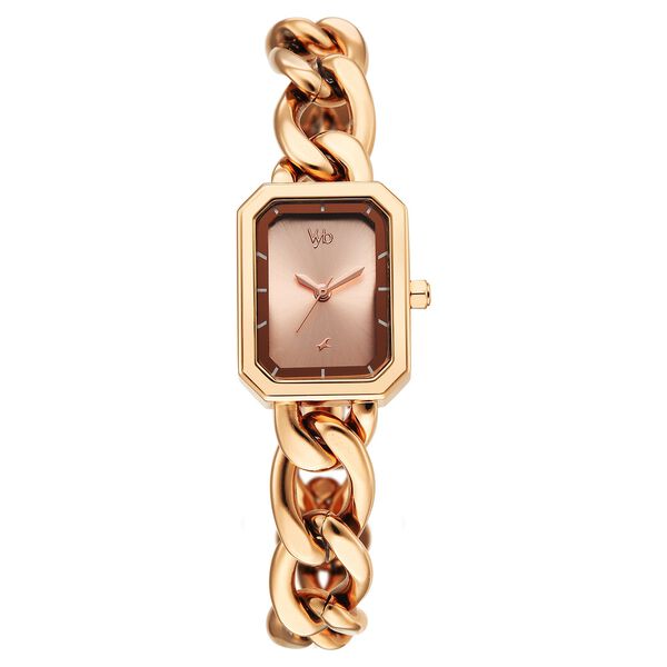 Vyb Charmer By Fastrack Quartz Analog Rose Gold Dial Rose Gold Metal Strap Watch For Girls - image number 0