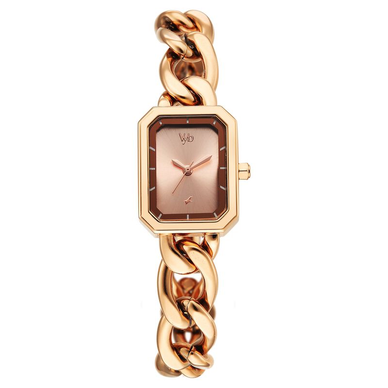 Vyb Charmer By Fastrack Quartz Analog Rose Gold Dial Rose Gold Metal Strap Watch For Girls