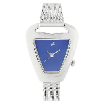 Fastrack Quartz Analog Blue Dial Stainless Steel Strap Watch for Girls