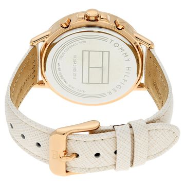 Tommy Hilfiger Quartz Analog with Day and Date Pink Dial Leather Strap Watch for Women