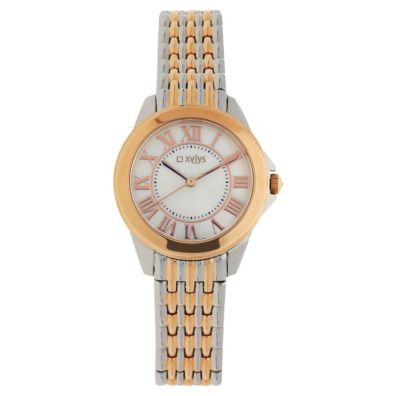 Xylys Swiss Analog Two Toned Stainless Steel Strap and Mother of Pearl Dial Watch For Women