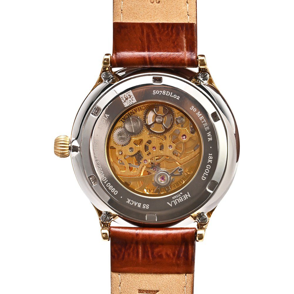 Buy Online Nebula by Titan Abhiyant Hand Wound Mechanical Analog with Date Blue Dial Leather Strap Watch for Men ns5078dl02 Titan