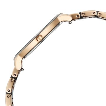 Titan Edge Melange Quartz Analog Brown Dial Rose Gold Steel & Ceramic Strap Watch For Women