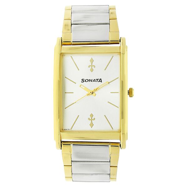Sonata Quartz Analog Silver Dial Stainless Steel Strap Watch for Men - image number 0