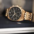 Sonata Magna Quartz Multifunction Black Dial Rose Gold Stainless Steel Strap Watch For Men - image number 0
